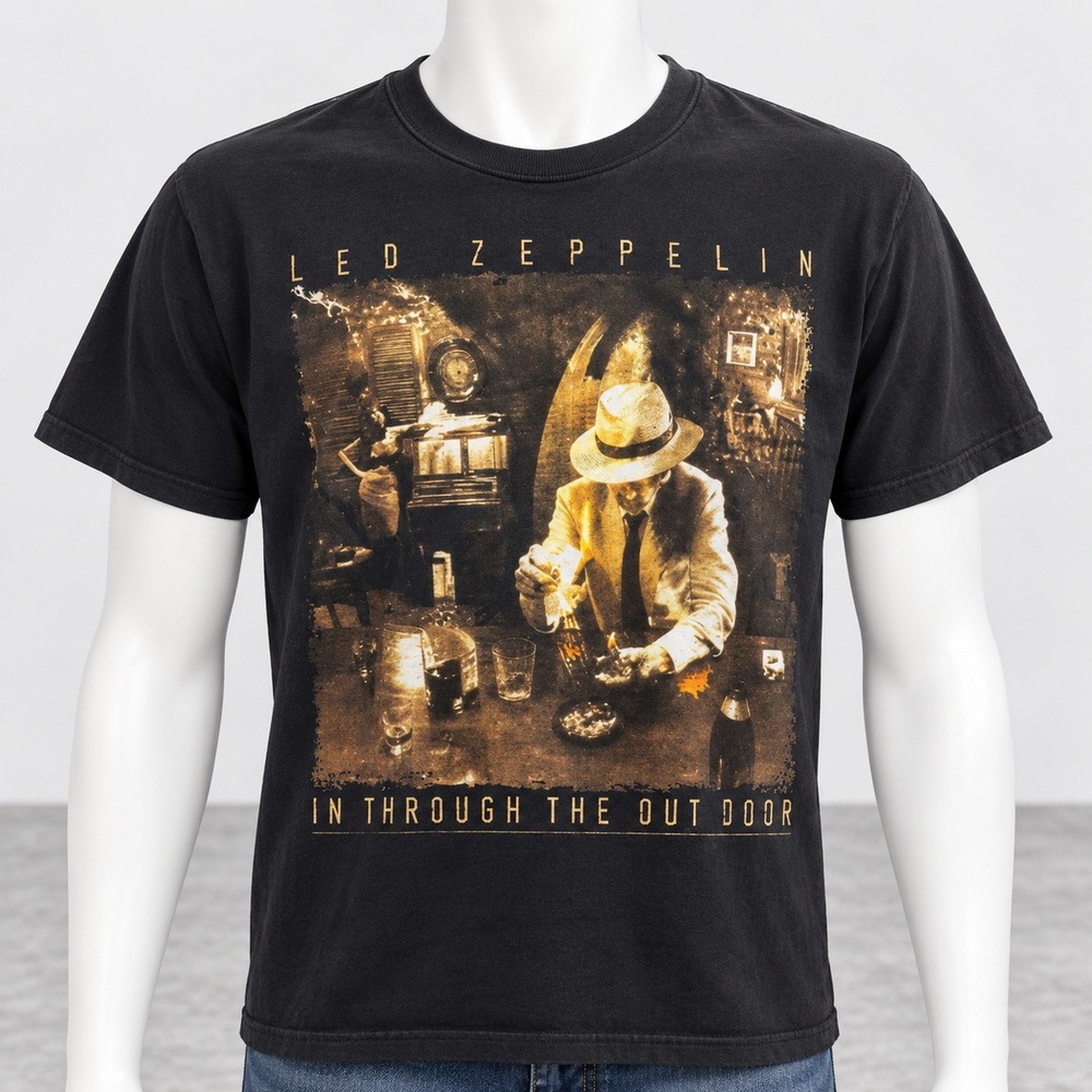 Hanes Led Zeppelin Graphic T-Shirt Mens Small Black In Through The Out Door Rock